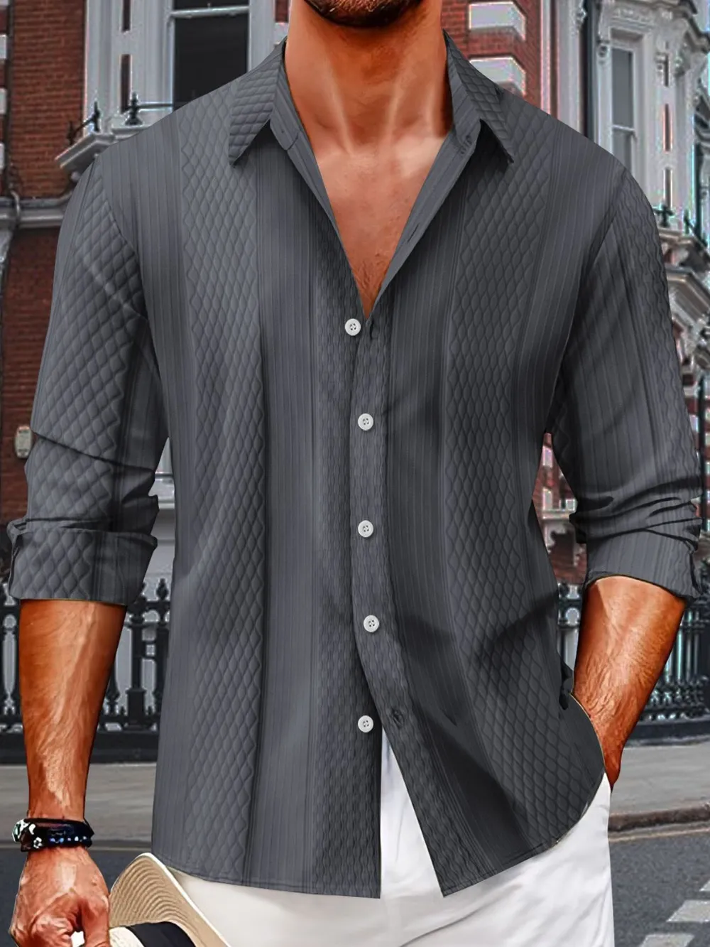 Men's Full Size Button Up Long Sleeve Shirt Plus Size, image 5