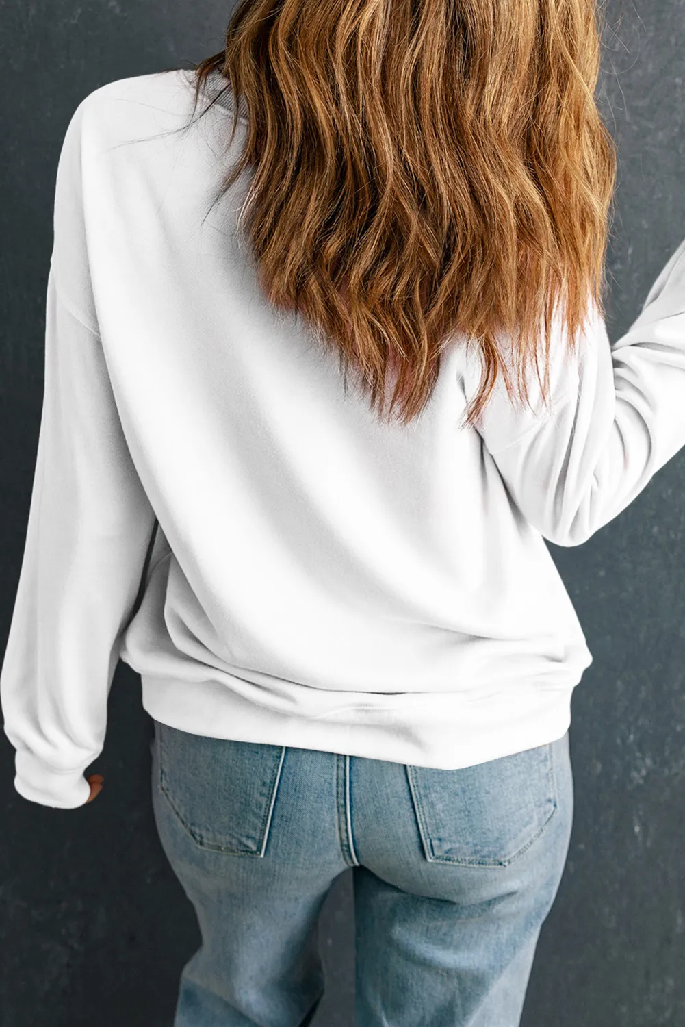 Letter Graphic Round Neck Long Sleeve Sweatshirt, image 4
