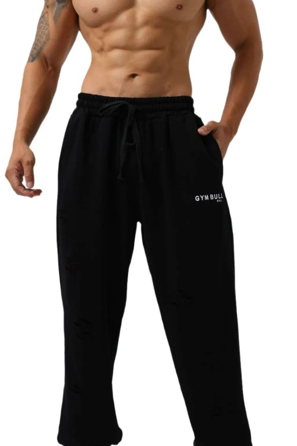 Men's Plus Size Distressed Drawstring Joggers, image 6