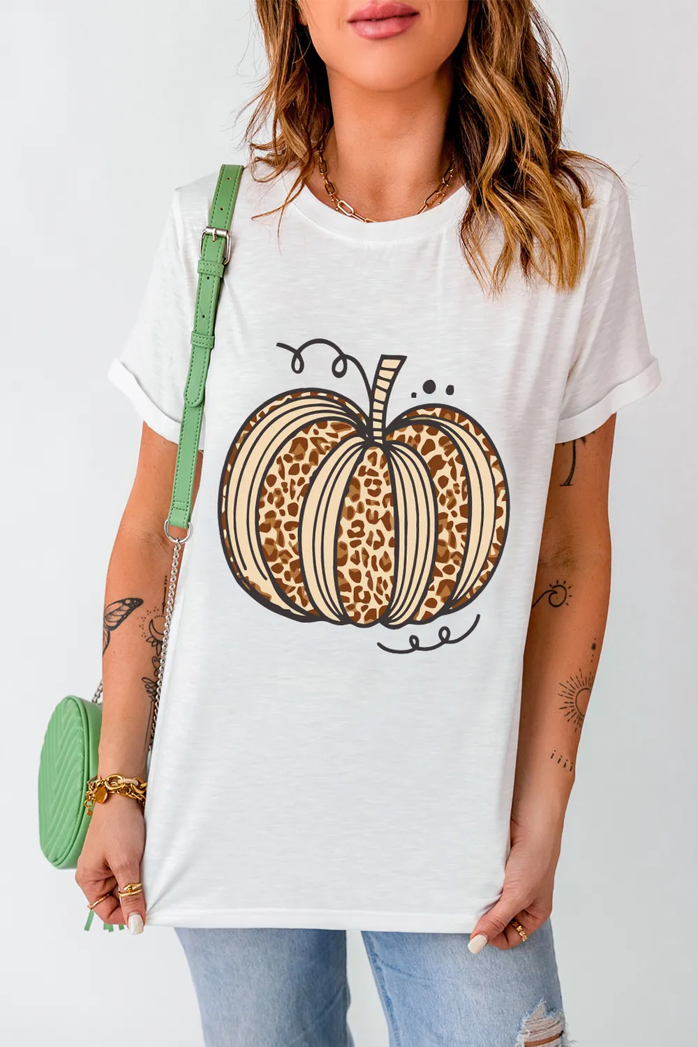 Pumpkin Round Neck Short Sleeve T-Shirt, image 4