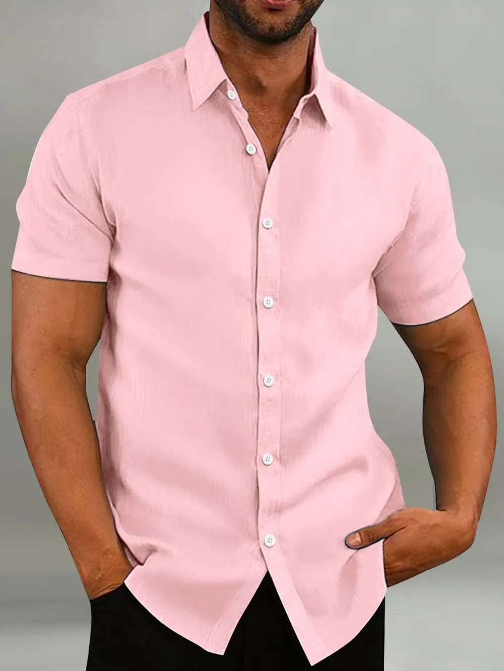 Men's Full Size Button Up Short Sleeve Shirt Plus Size, image 6