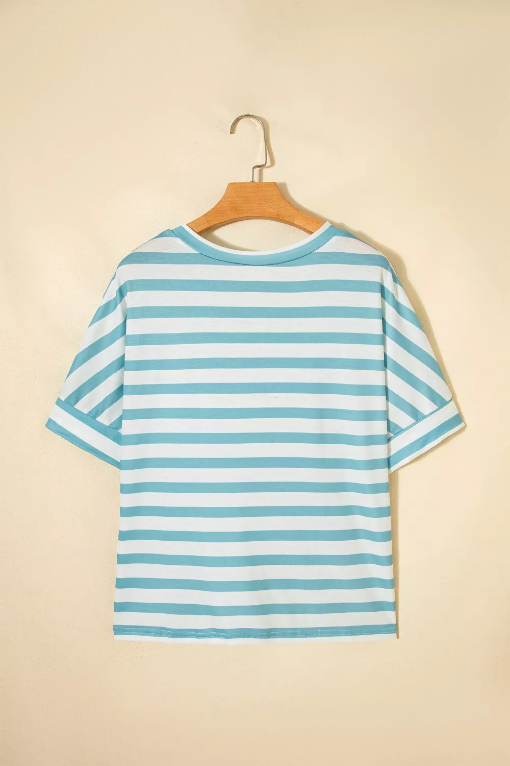 Stripe V Neck Patched Pocket Casual T Shirt, image 10