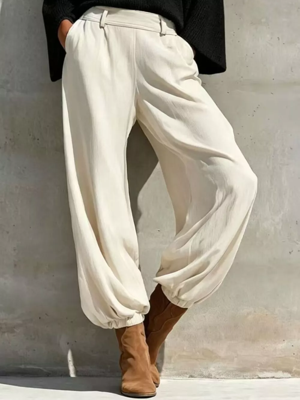 One-Shoulder Knit Top and High-Waisted Pants Set, image 9