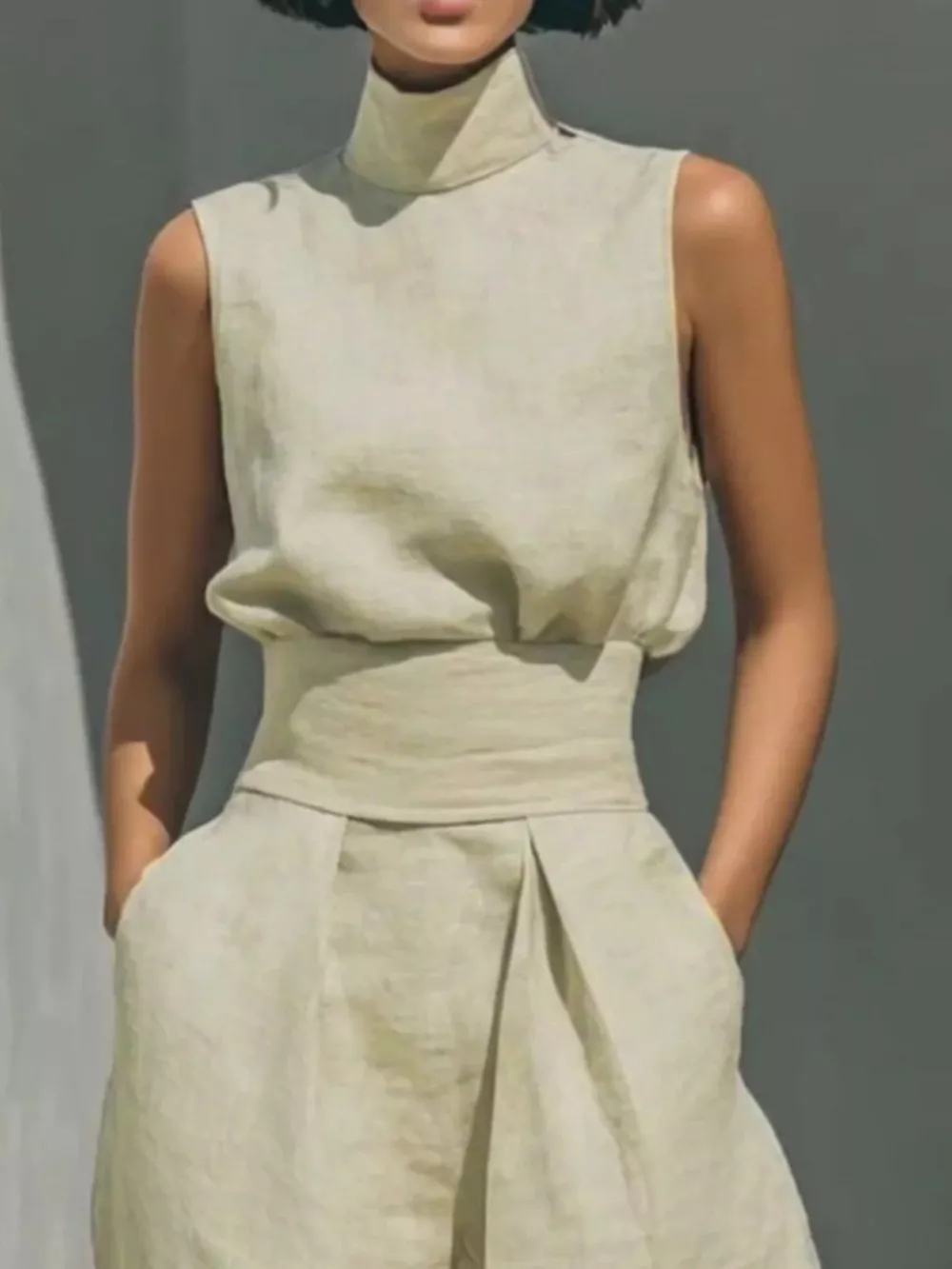 Full Size Turtleneck Sleeveless Top and Wide Leg Pants Set Plus Size, image 14