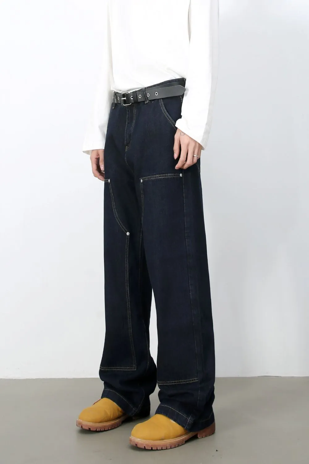Men's Wide Straight Leg Jeans with Pockets, image 4