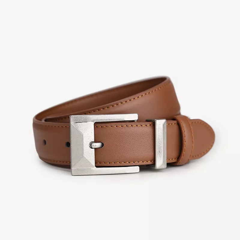 Leather Belt with Geometric Buckle, image 6