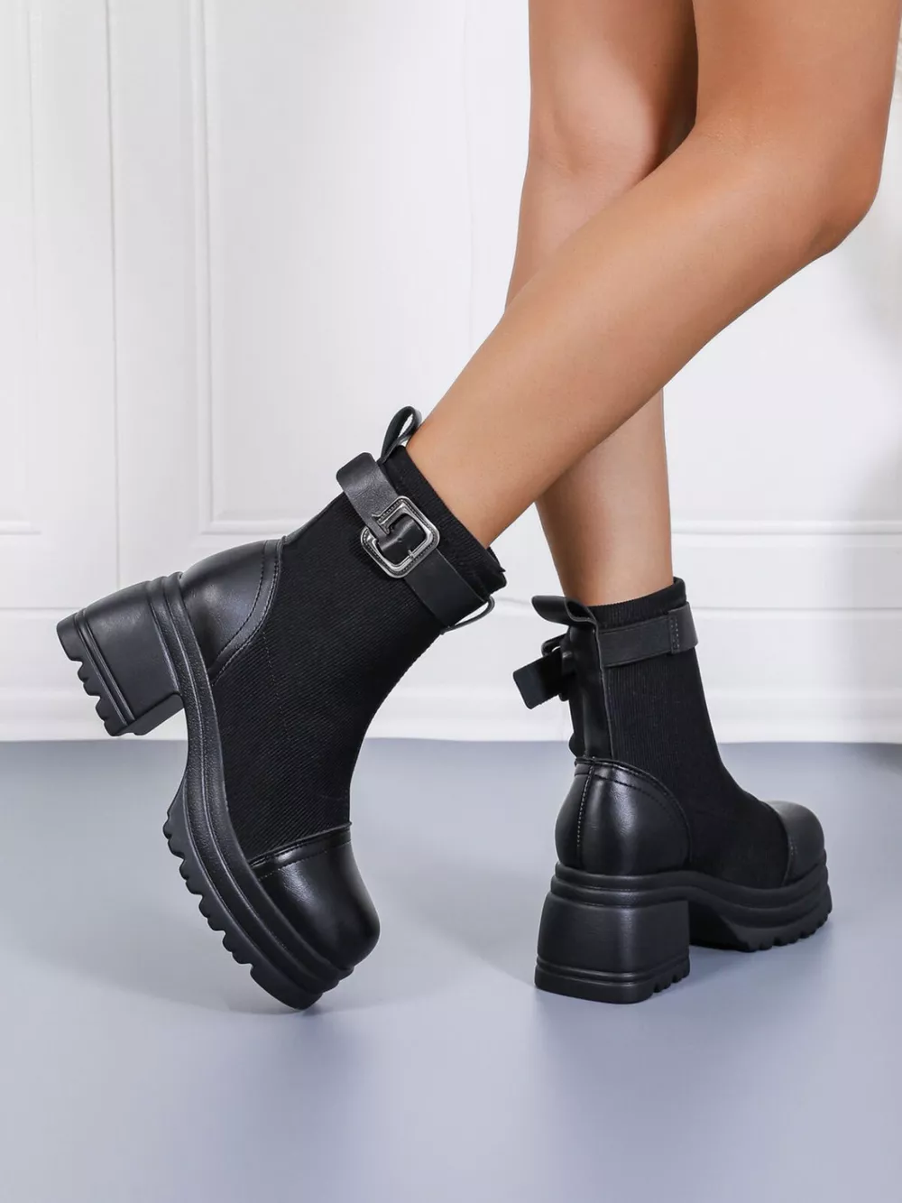 Round Toe Block Heels Boots, image 4