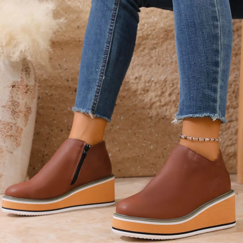 Round Toe Wedge Ankle Boots, image 19