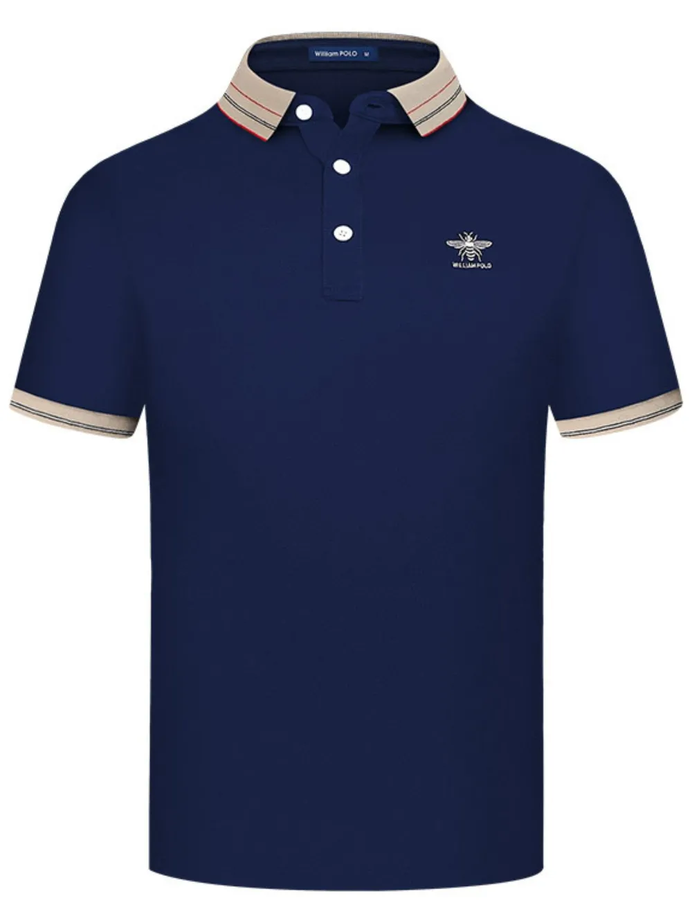 Men's Plus Size Striped Collar Short Sleeve Polo, image 2
