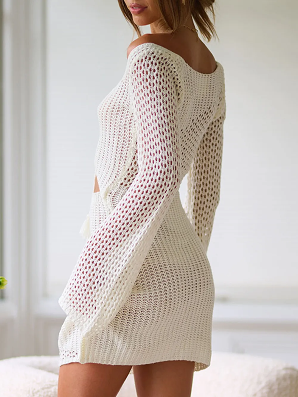 Cutout Lace-Up Long Sleeve Cover Up, image 8