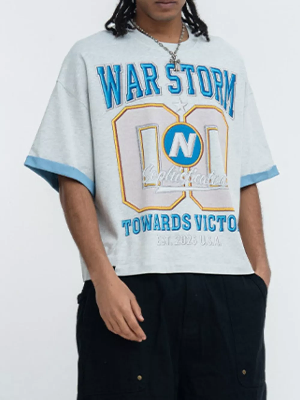 Men's War Storm Graphic Round Neck T-Shirt, image 2