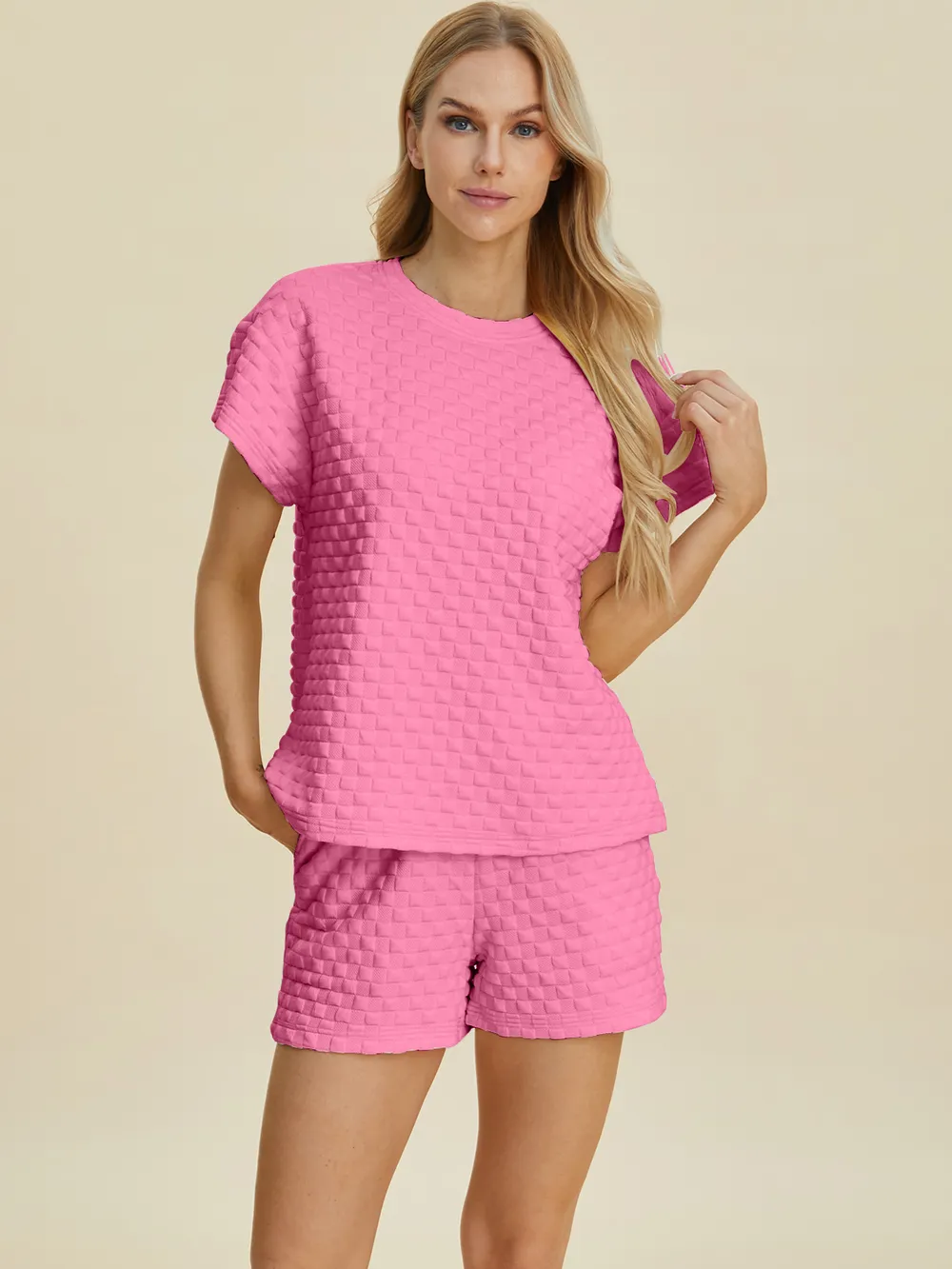 Full Size Texture T-Shirt and Shorts Set, image 19