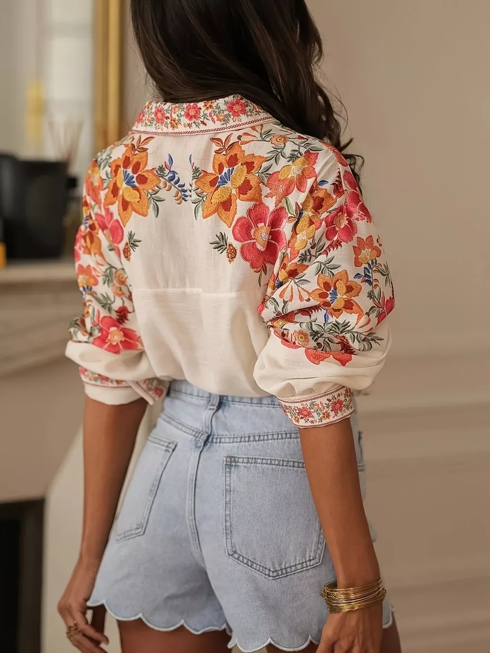 Floral Print Button Up Shirt, image 5