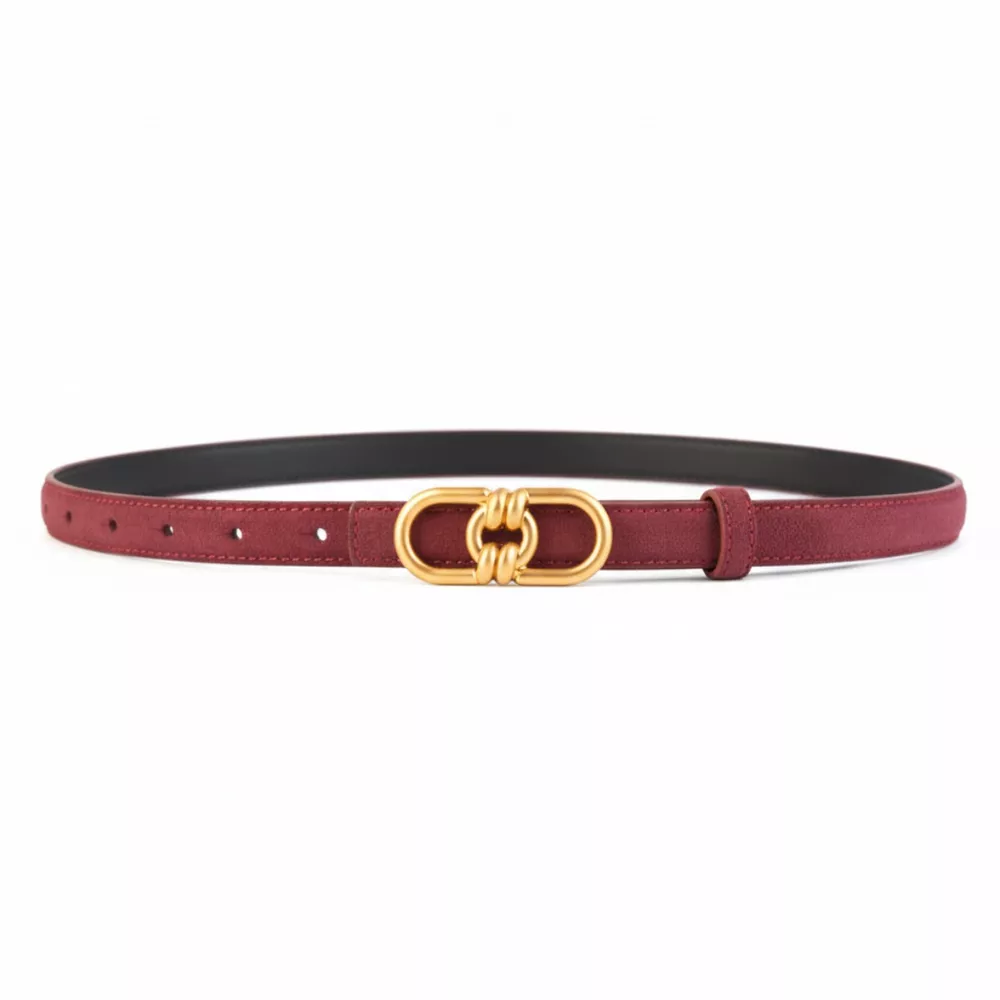 Golden Buckle Leather Belt, image 5