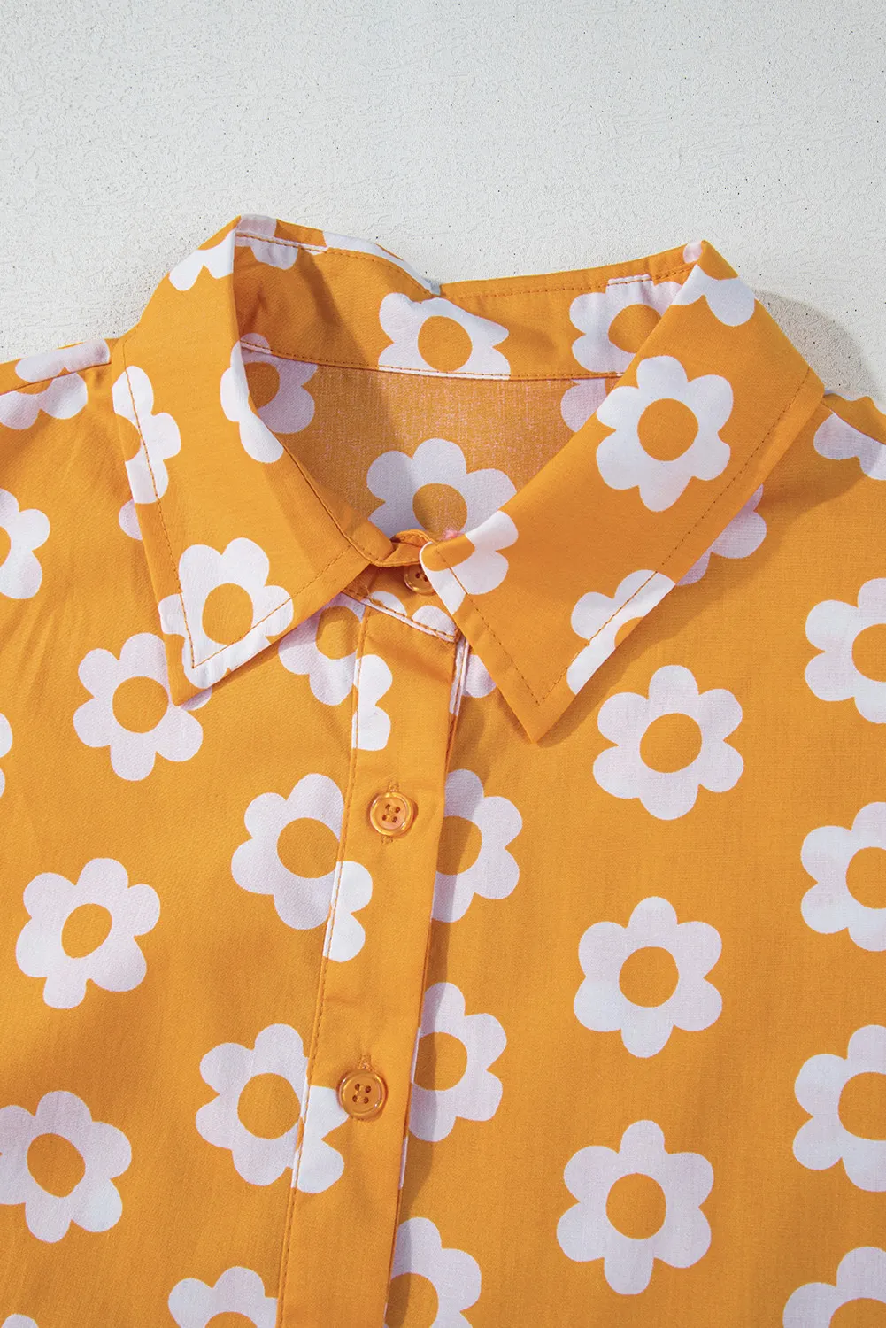 Floral Collared Neck Three-Quarter Sleeve Dress, image 4