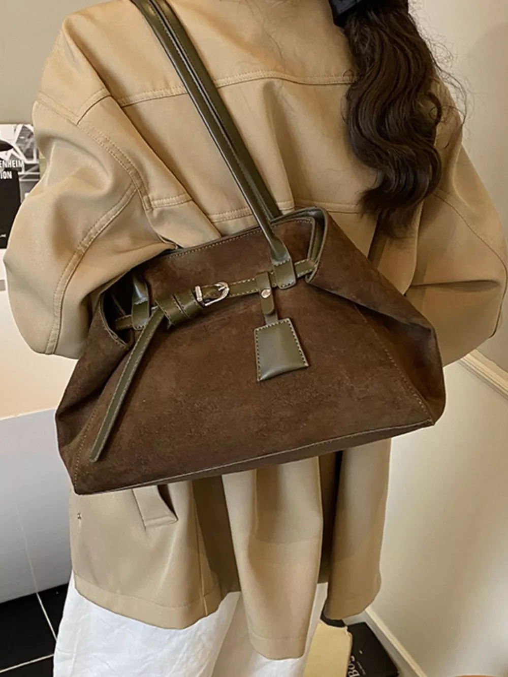 Lightweight Suede Shoulder Bag, image 13