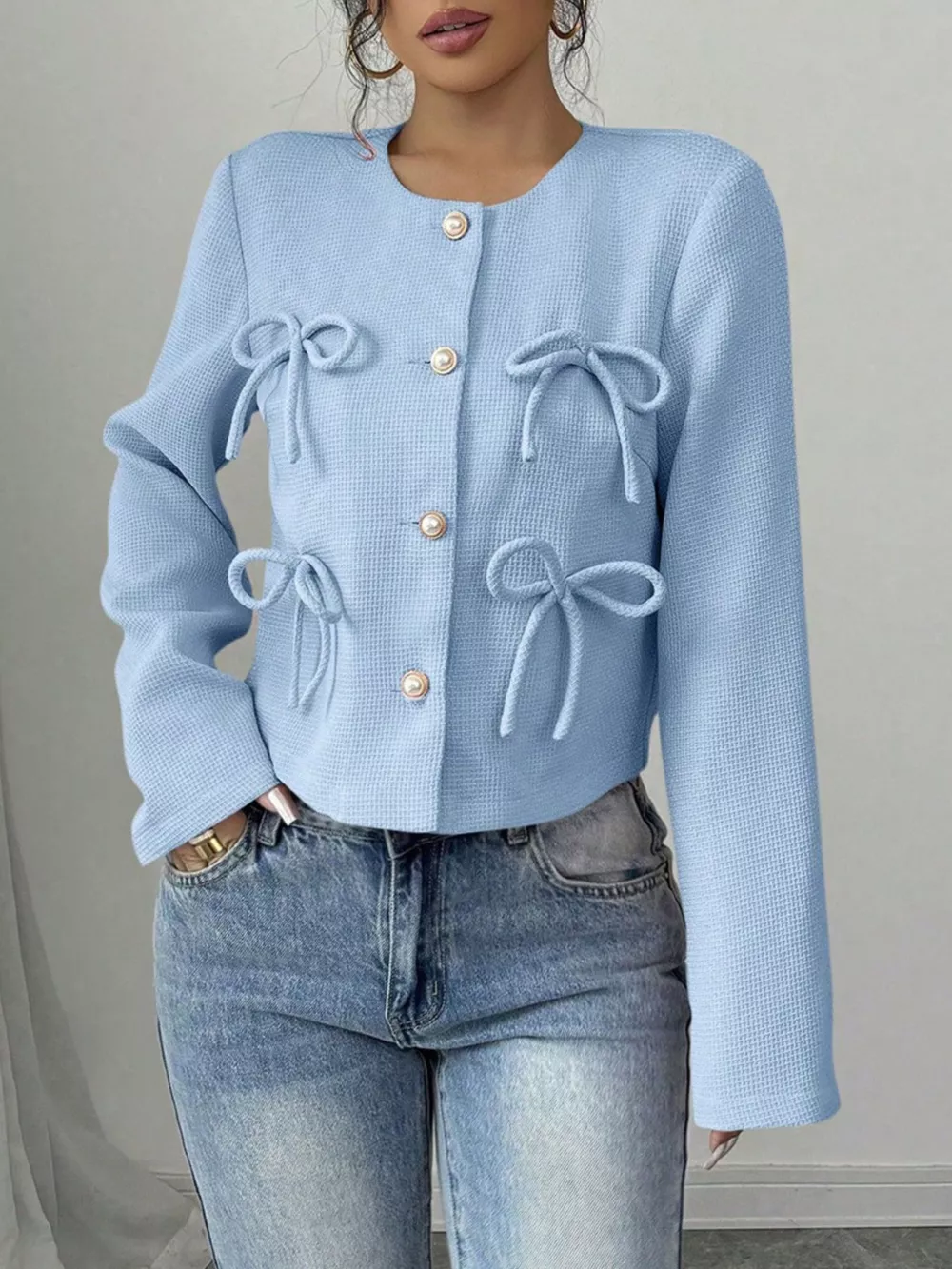 Bow Detail Cropped Outerwear, image 14
