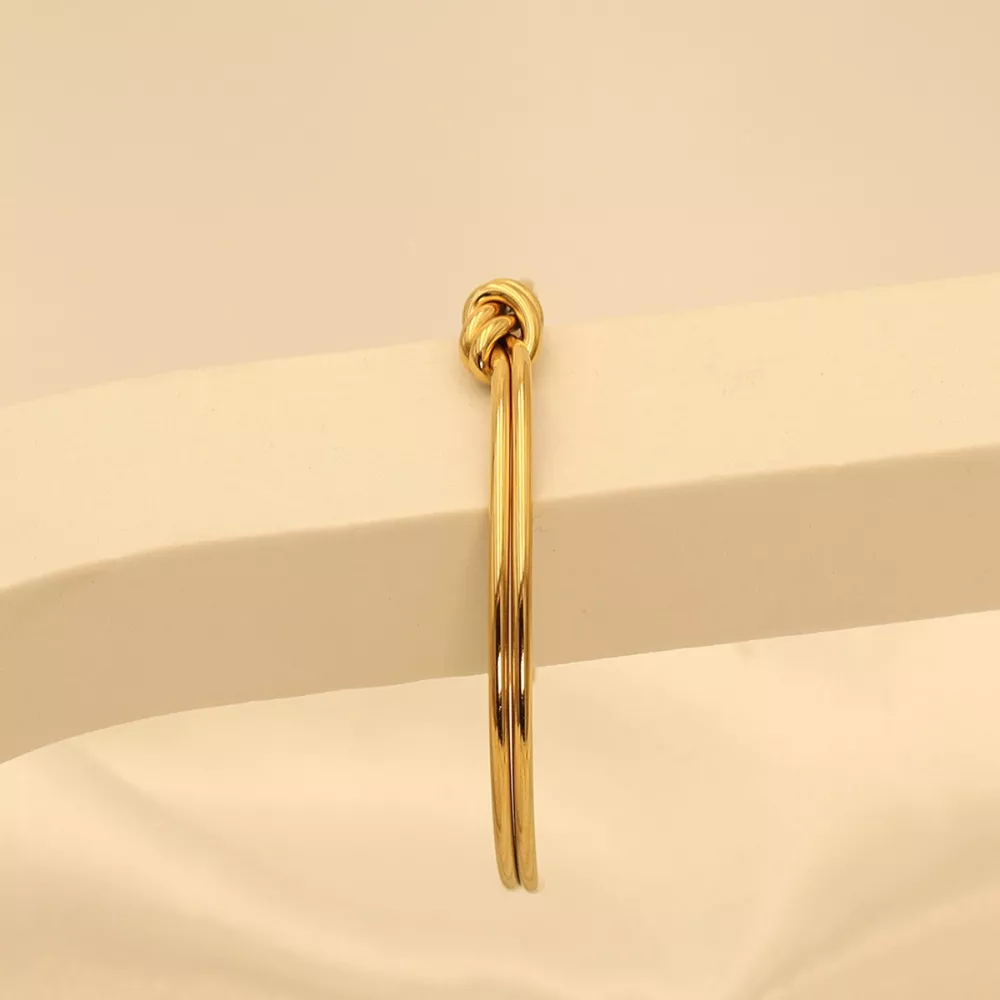 18K Gold-Plated Knot Open Bracelet, image 9