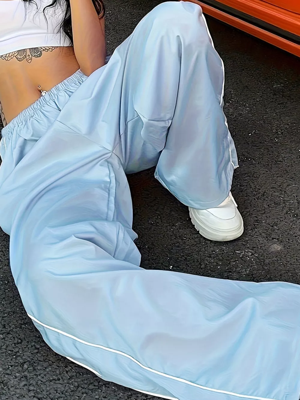 Elastic Waist Wide Leg Pants, image 9