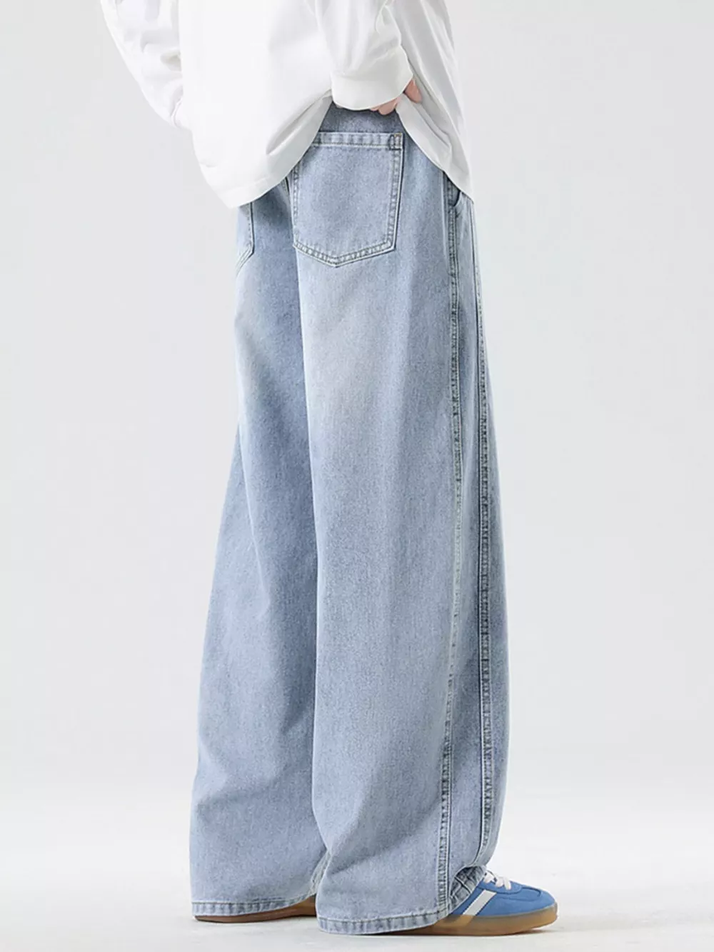 Men's Full Size Wash Wide Leg Jeans Plus Size, image 7