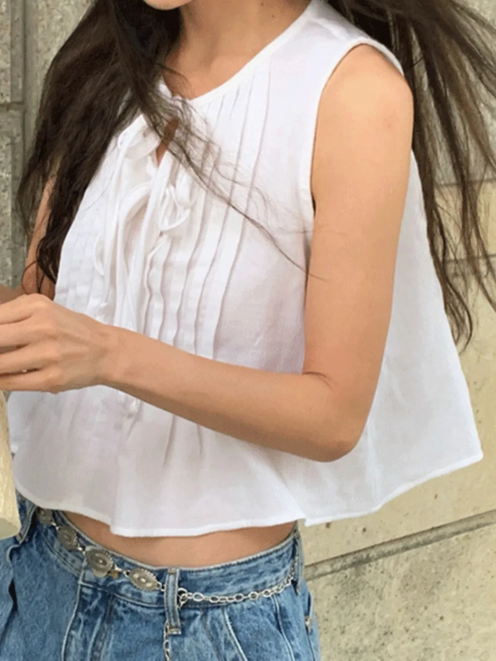 Tie-Front Sleeveless Summer Blouse, image 6