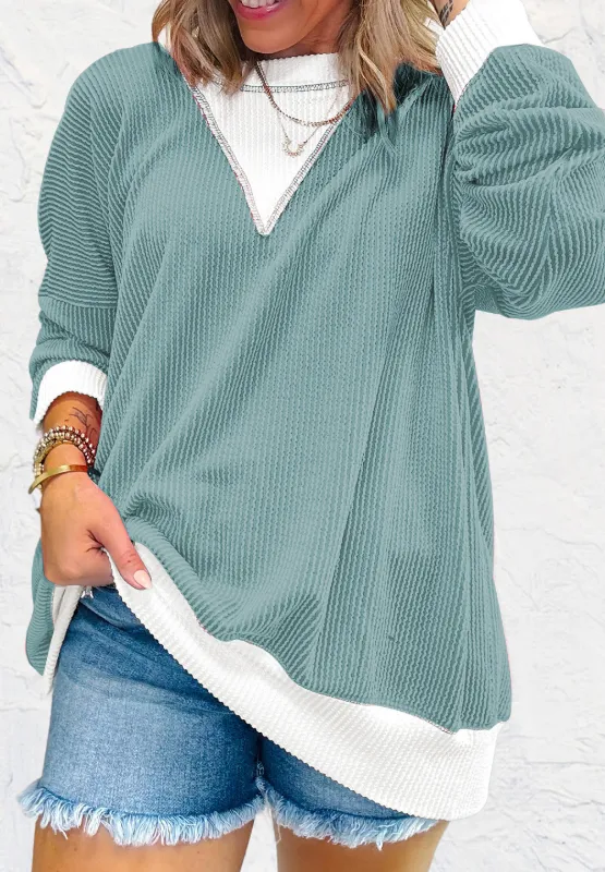 Contrast Round Neck Long Sleeve Sweatshirt, image 6