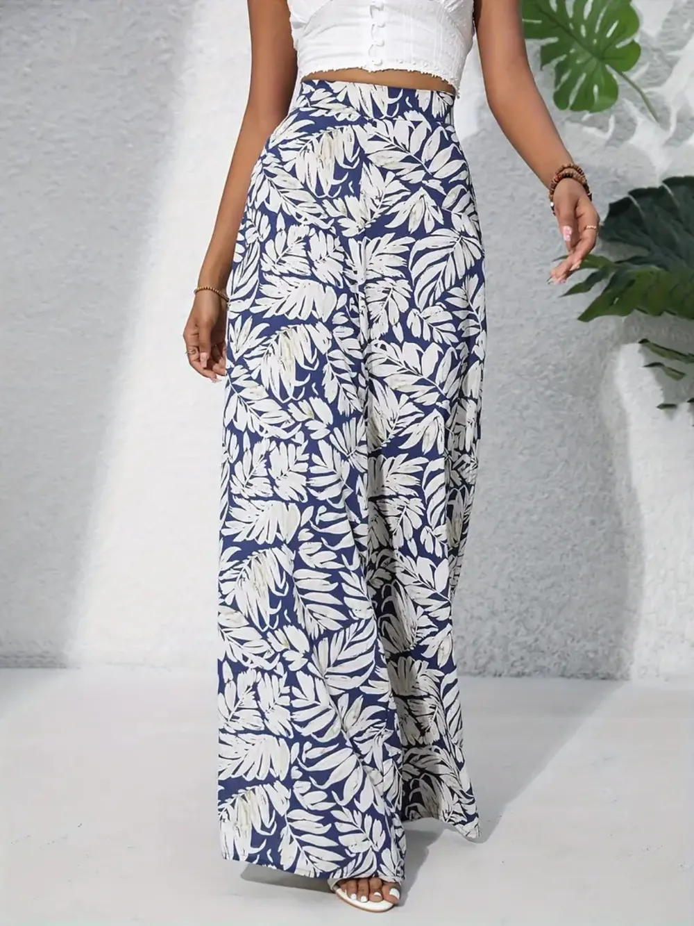Printed High Waist Wide Leg Pants, image 16