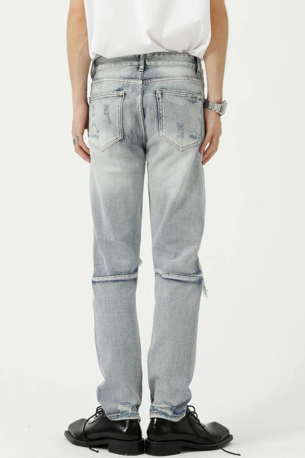 Distressed Side Zip Jeans with Pockets, image 3