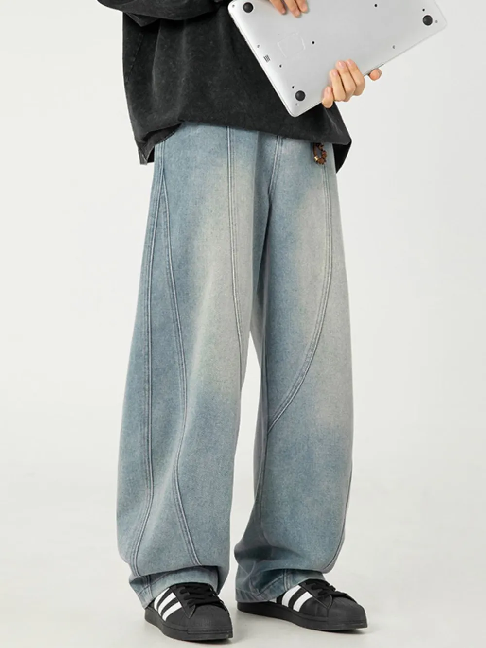 Men's Plus Size Wide Leg Jeans, image 3