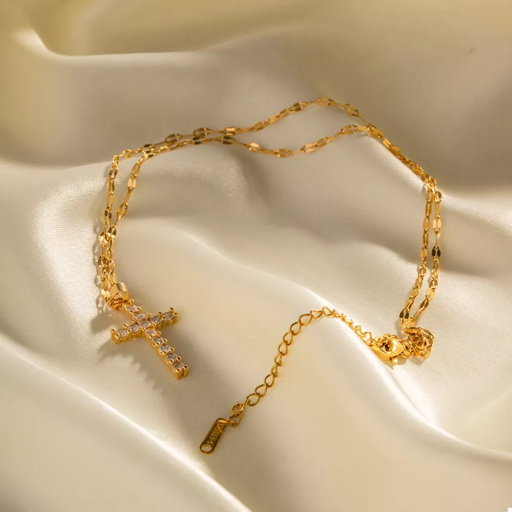 18K Gold-Plated Cross Pendant Necklace, image 4