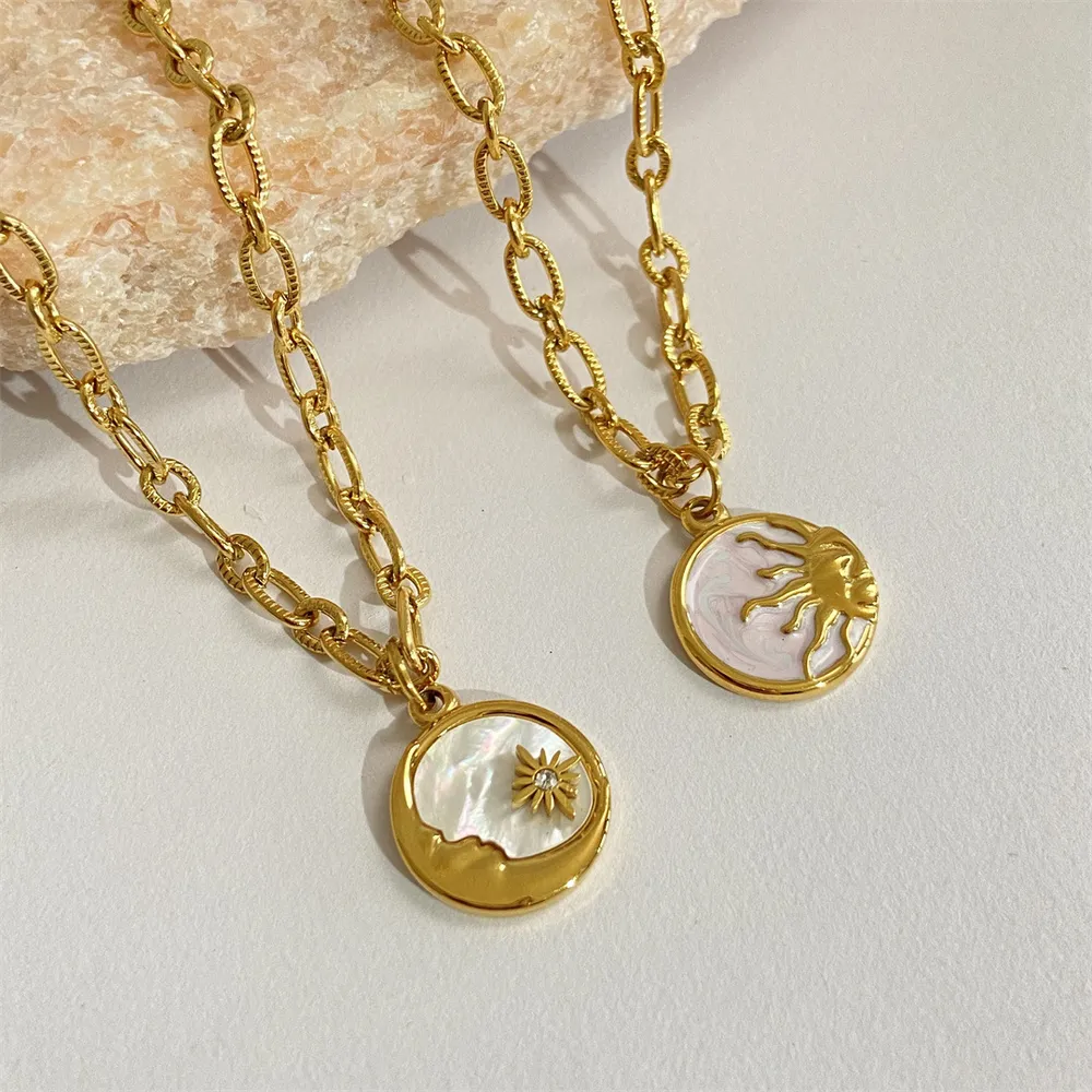 Titanium Steel Sun & Moon Necklace, image 6