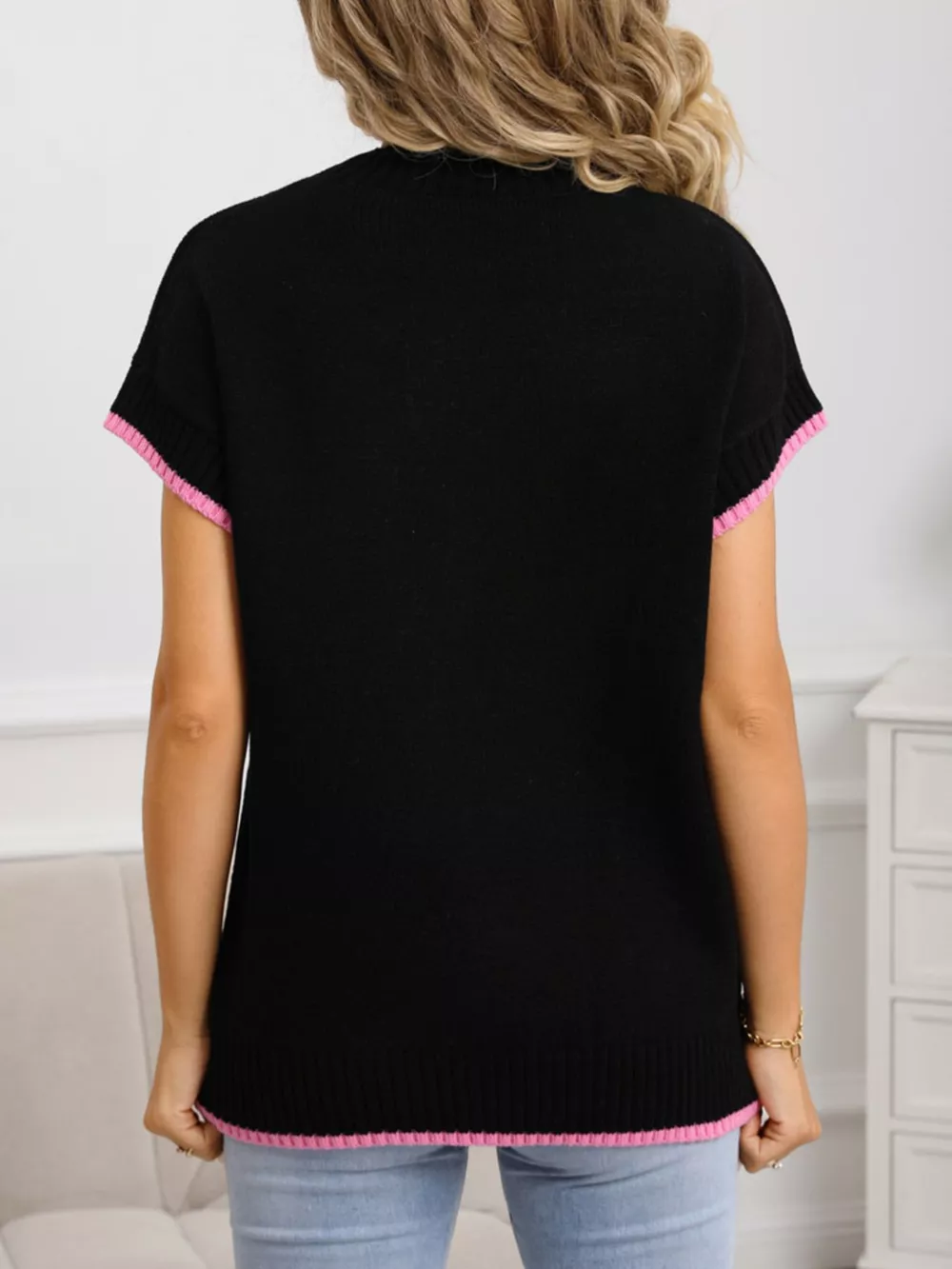 Valentine's Day Heart Graphic Short Sleeve Sweater, image 13