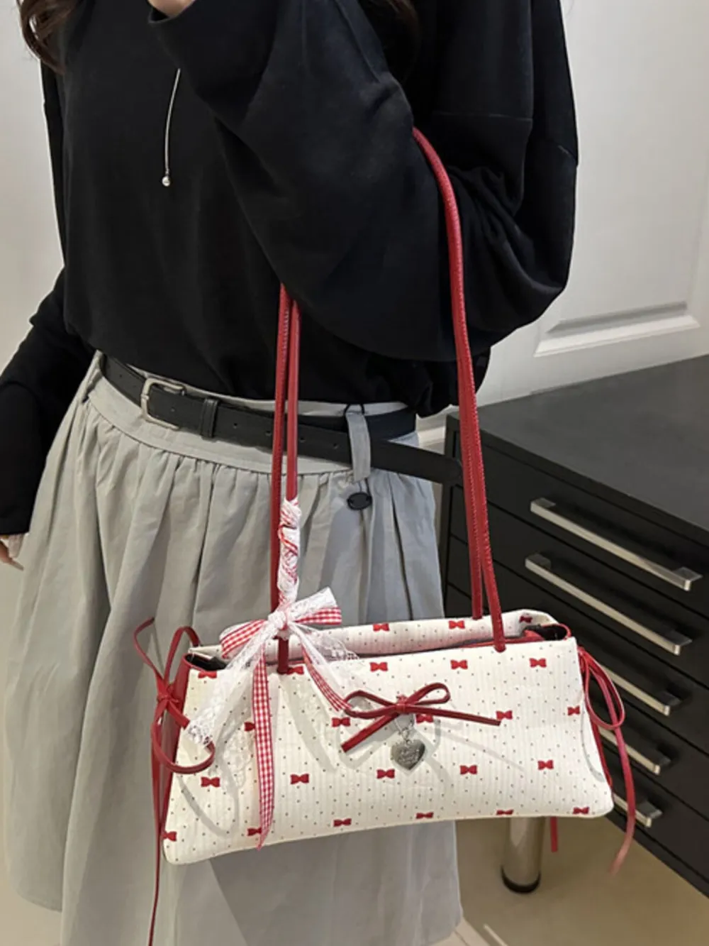 Bow Print Shoulder Bag, image 4