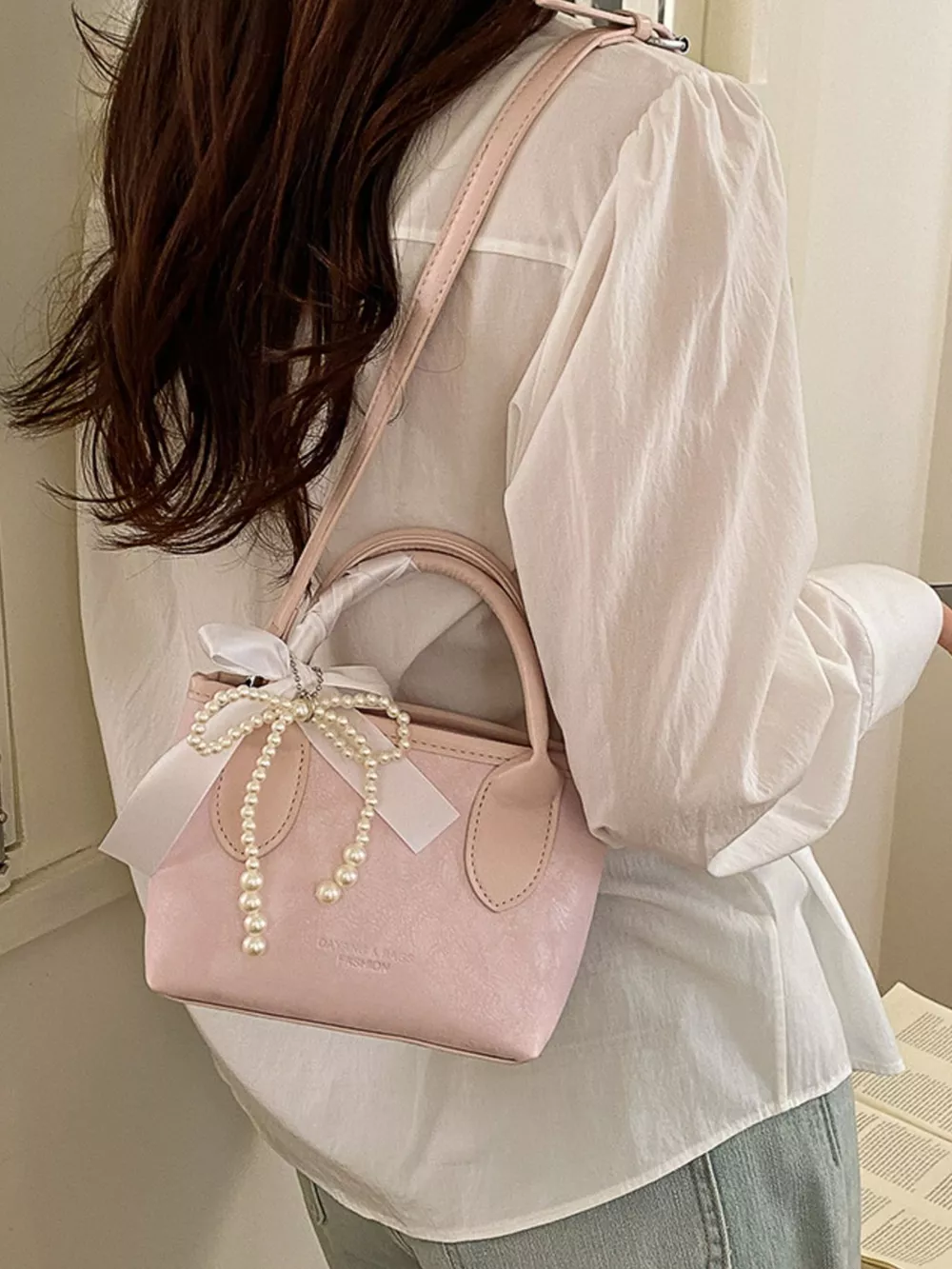Pearl Bow Charm Crossbody Bag, image 4