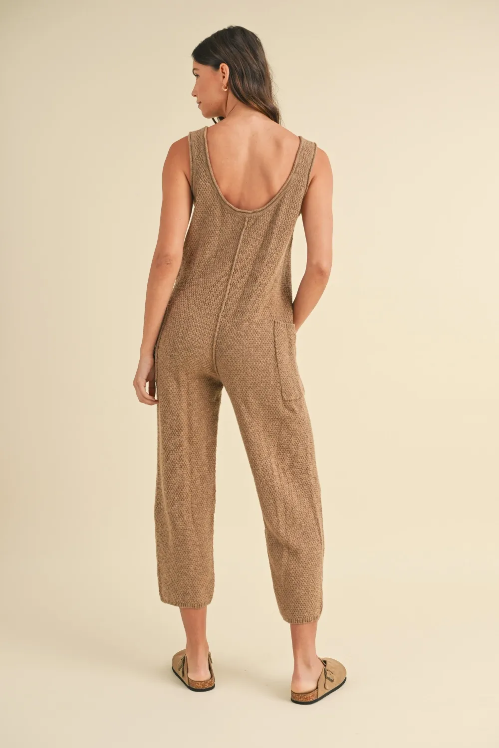 Sleeveless Knit Crop Jumpsuit with Pockets, image 6