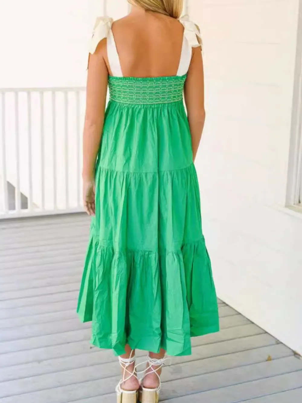Tiered Tie Shoulder Midi Cami Dress, image 6