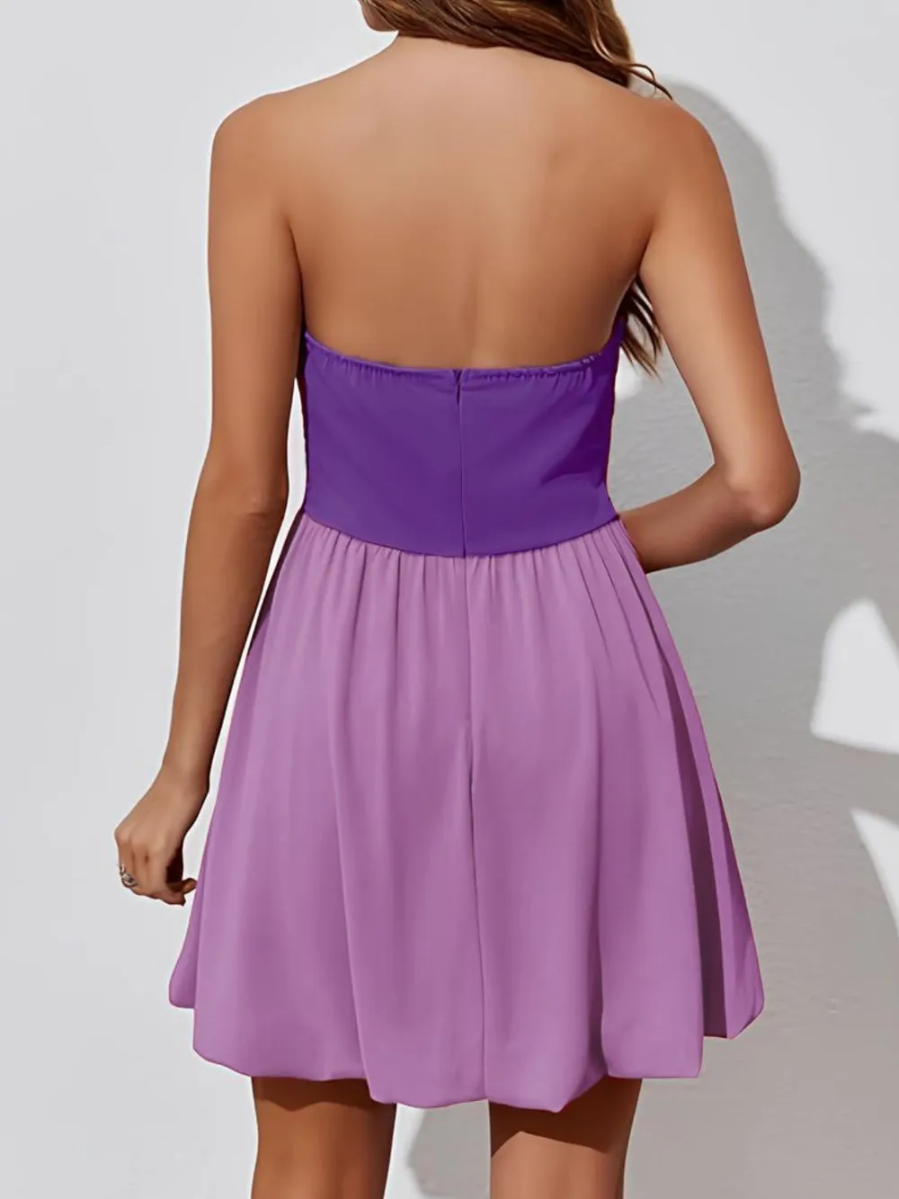 Ruched Two-Tone Tube Mini Dress, image 3