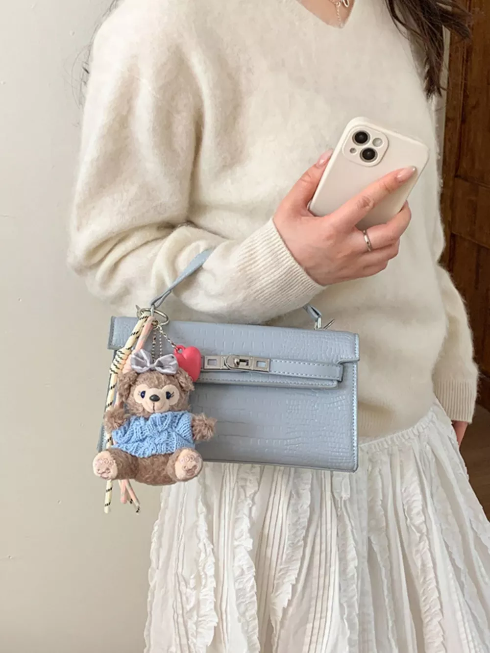 Croc-Embossed Leather Crossbody Bag, image 2