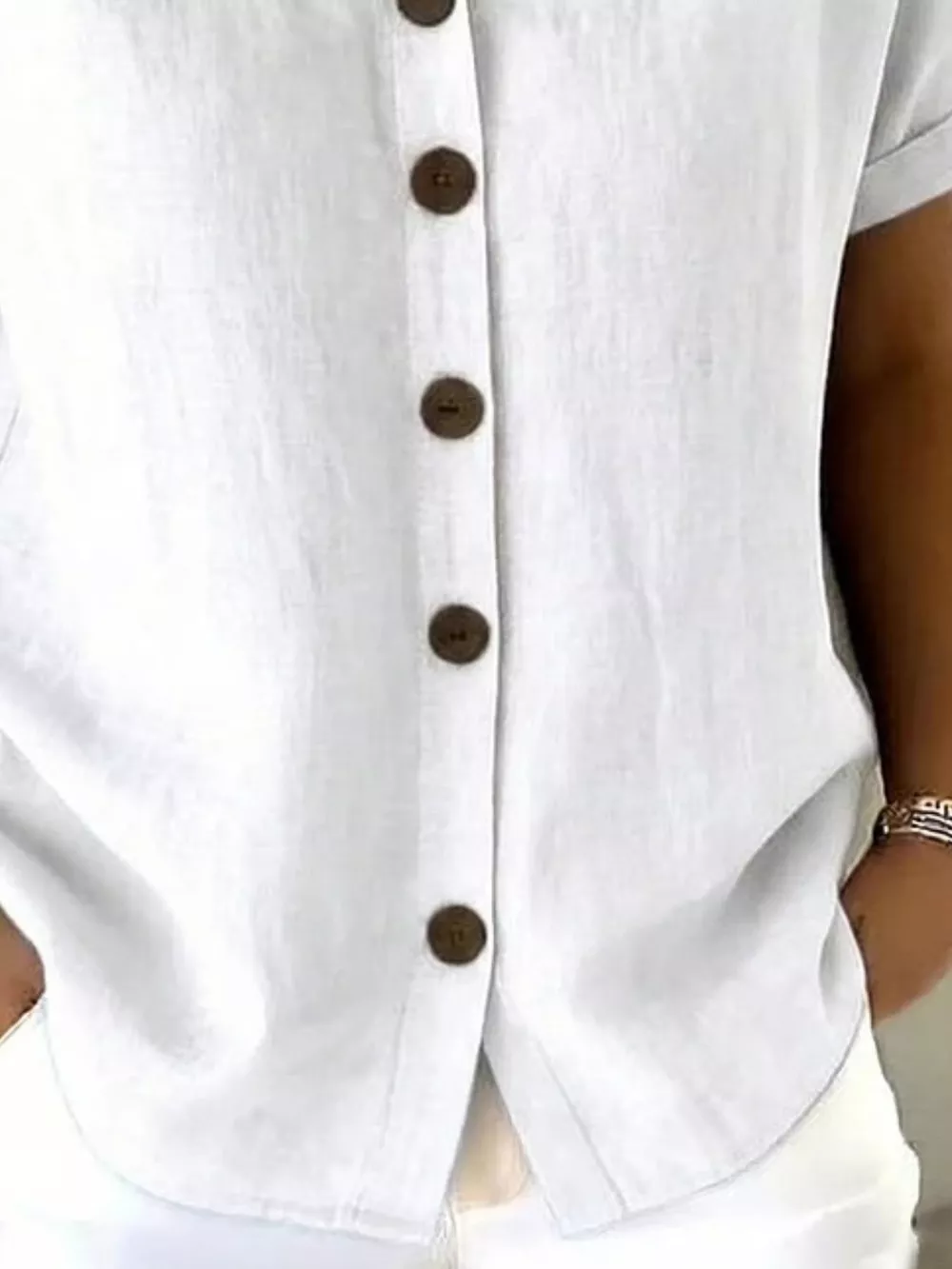 Full Size Button-Down Short Sleeve Shirt Plus Size, image 8