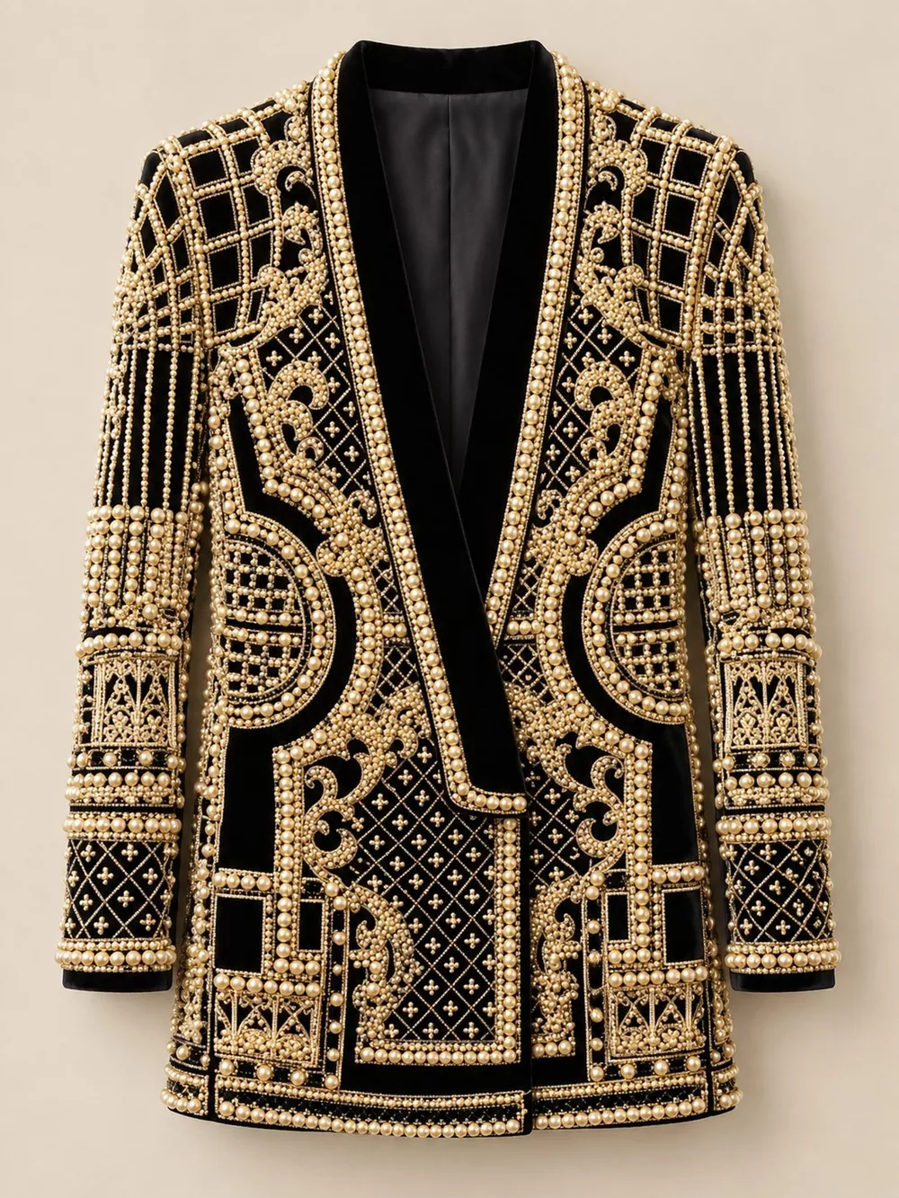 Full Size Embellished Pearl One-Button Blazer Plus Size, image 11