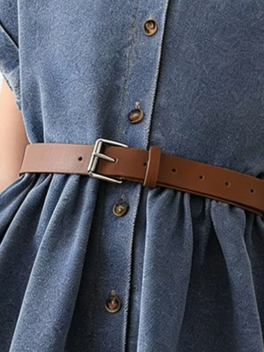 Children's Casual Denim Button-Down Dress, image 3