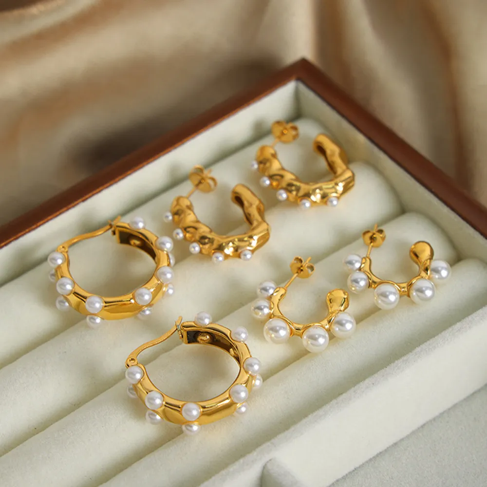 Synthetic Pearl 18K Gold-Plated Earrings, image 2