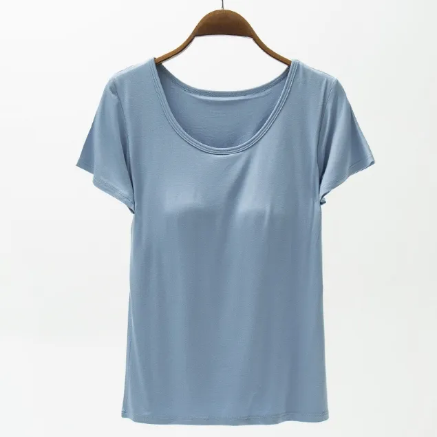 Round Neck Modal T-Shirt with Bra, image 13