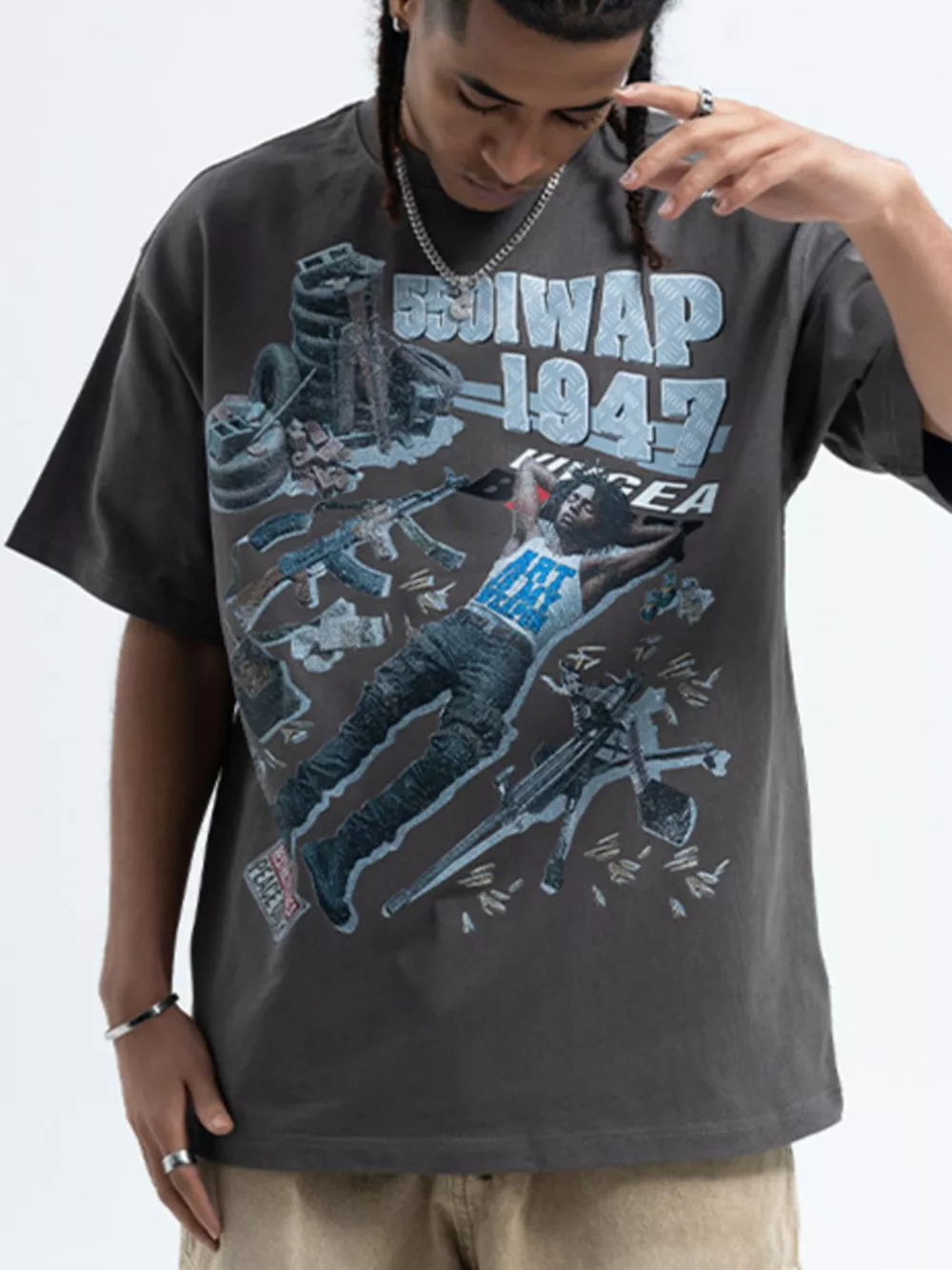 Men's Graphic Round Neck Half Sleeve T-Shirt, image 3
