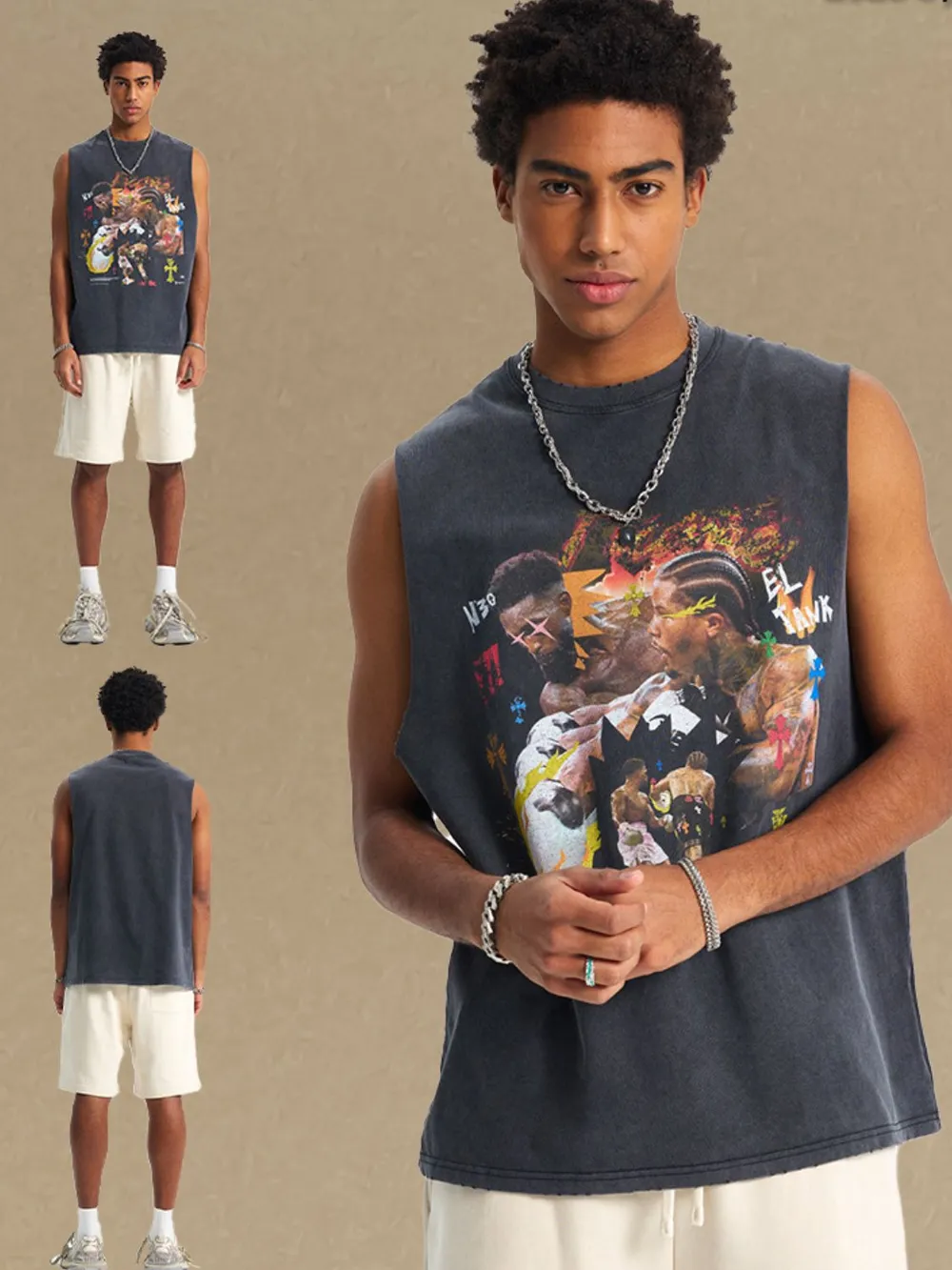 Men's Graphic Round Neck Tank