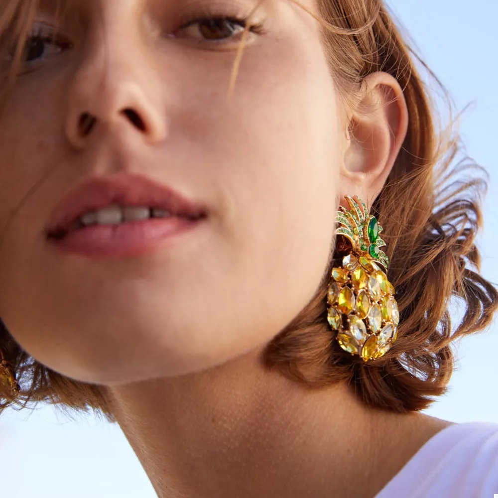 Pineapple Rhinestone Dangle Earrings, image 2