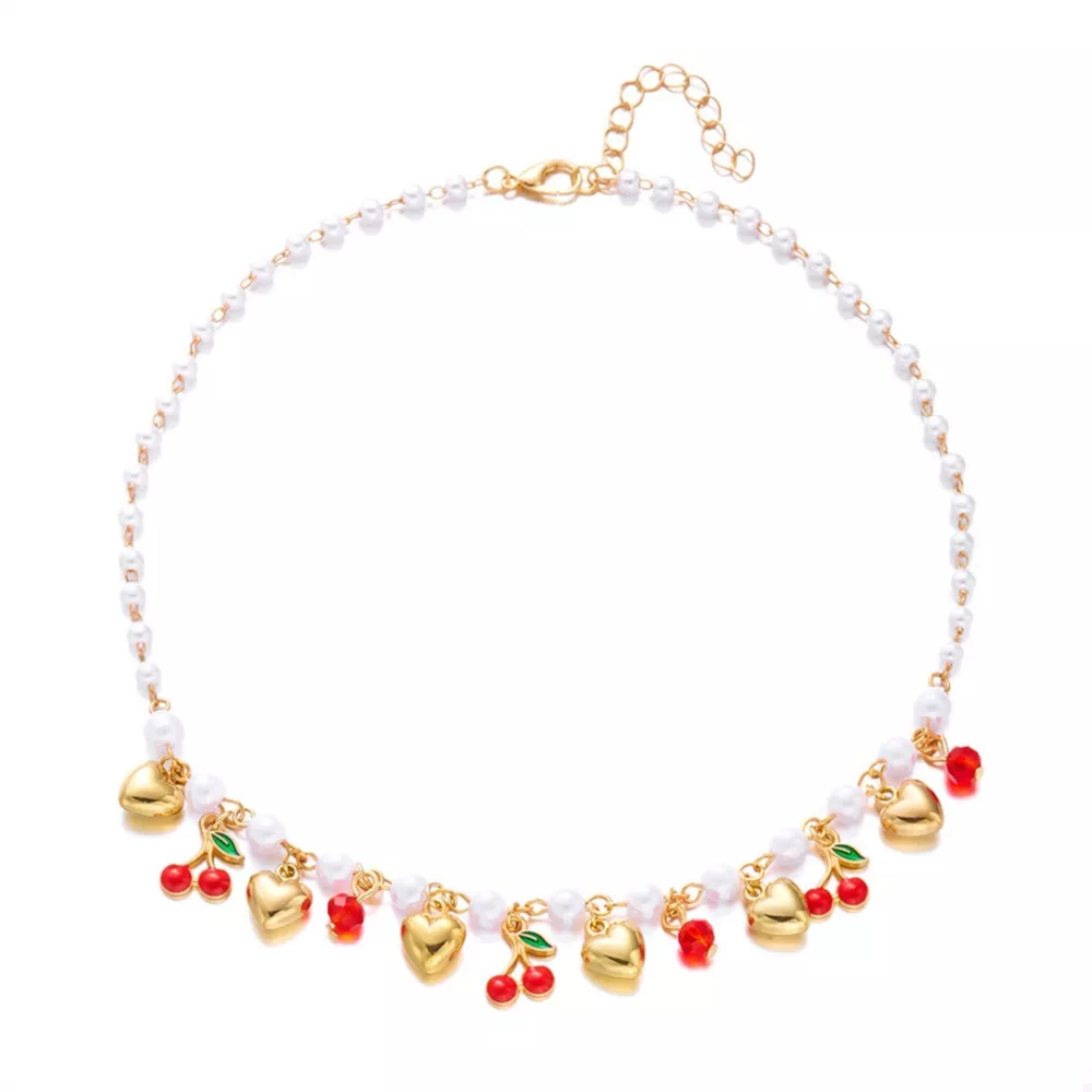 18K Gold-Plated Cherry & Heart Pearl Necklace, image 5