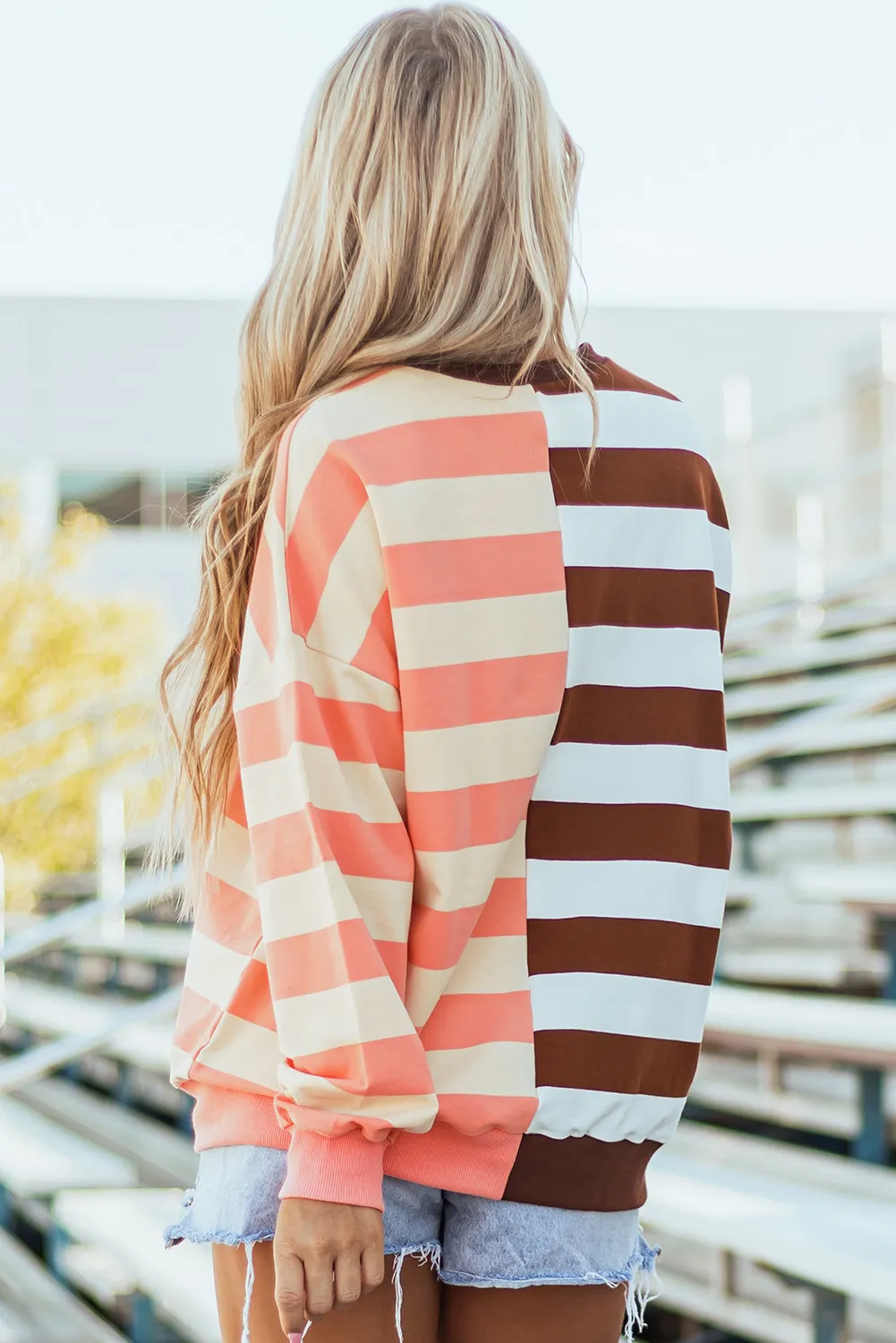 Striped Round Neck Long Sleeve Sweatshirt, image 10