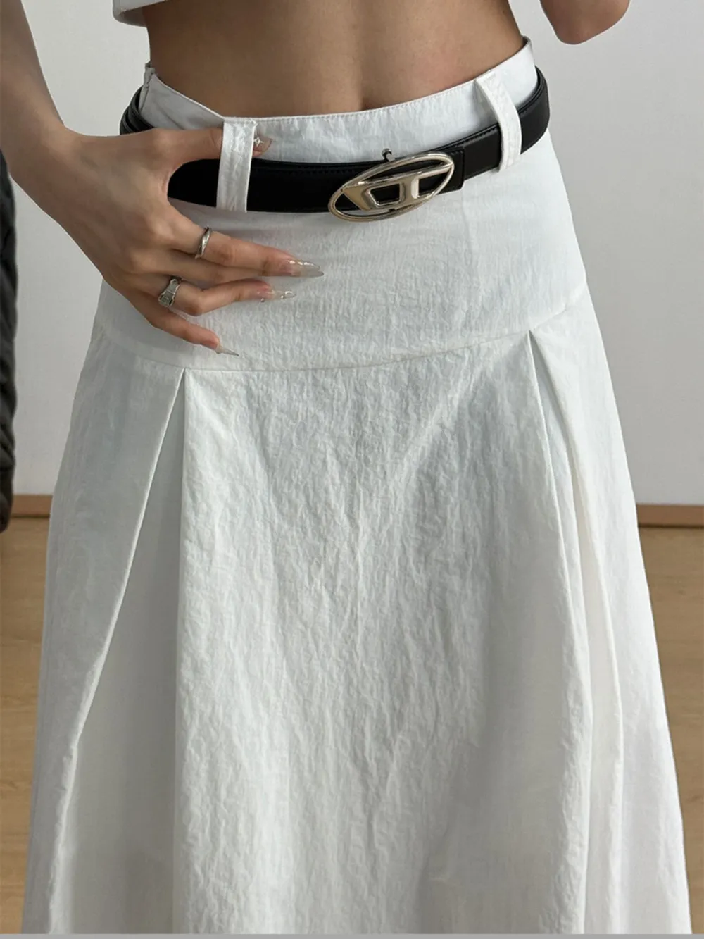 High Waist A-Line Maxi Skirt, image 3