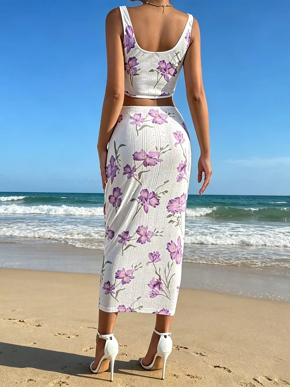 Floral Print Top & Bodycon Skirt Set, image 5